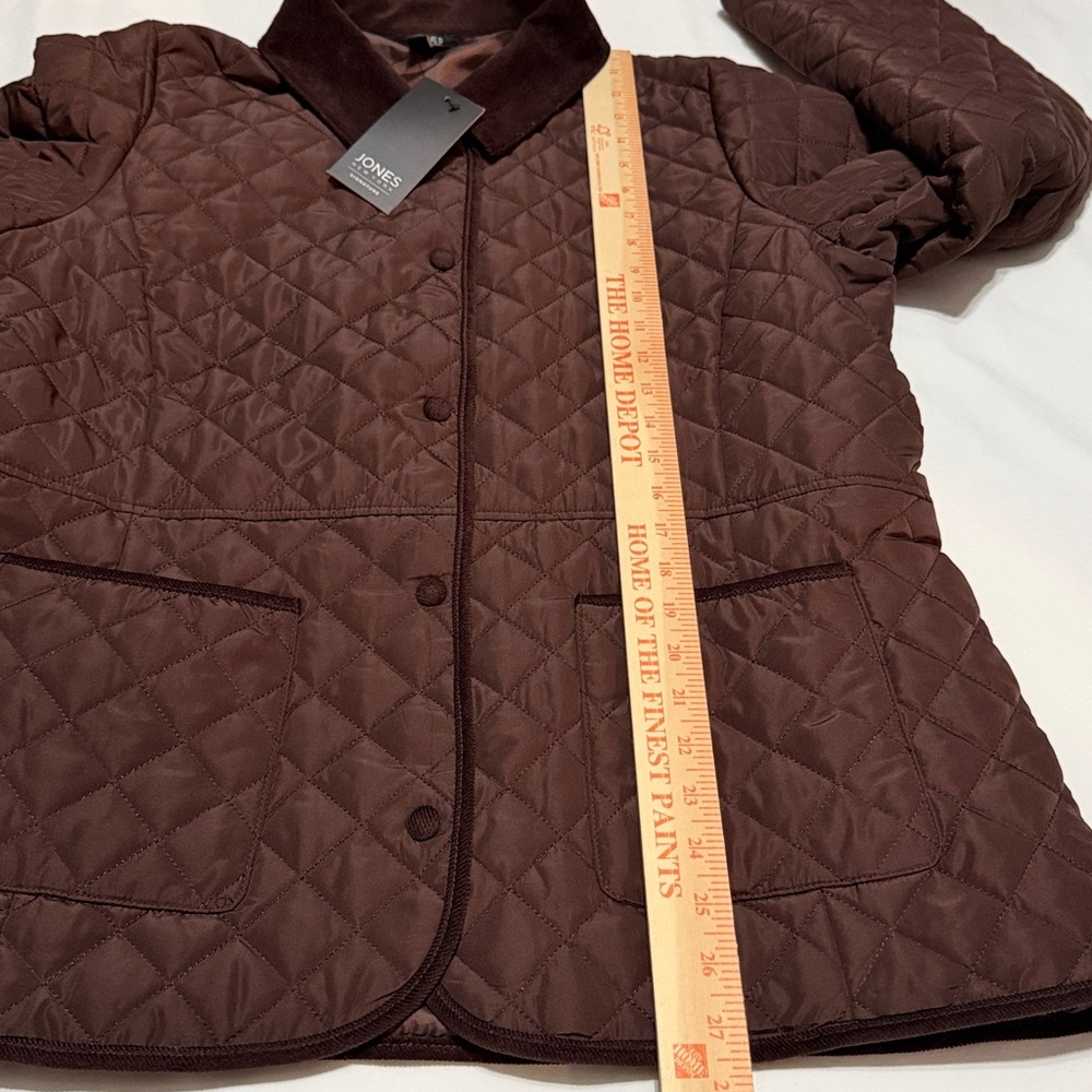 Jones New York Chocolate Quilted Puffer Jacket L NWT soft - Picture 5 of 7